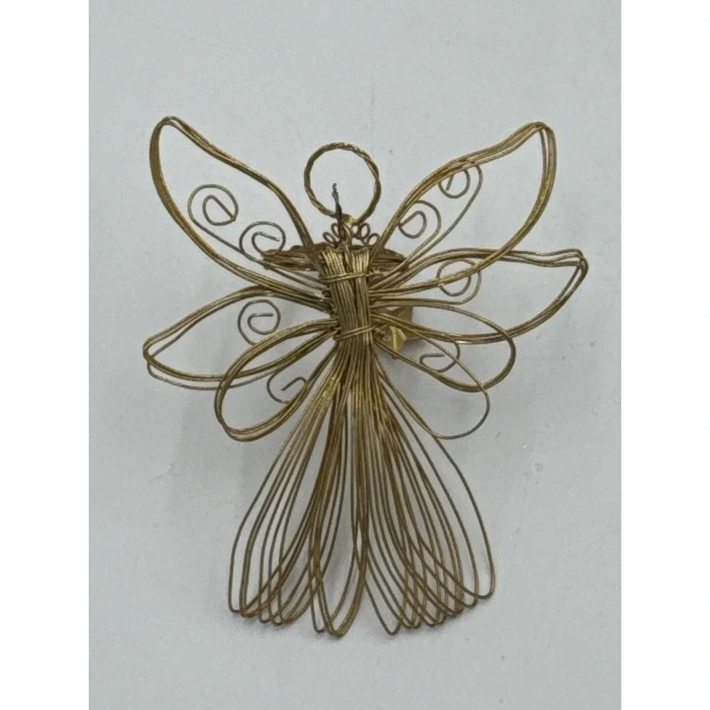 Wire Wrapped Golden Angel Dainty Christmas Tree Ornament